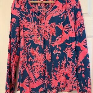 Lilly Pulitzer Pink and Blue Tropical Blouse